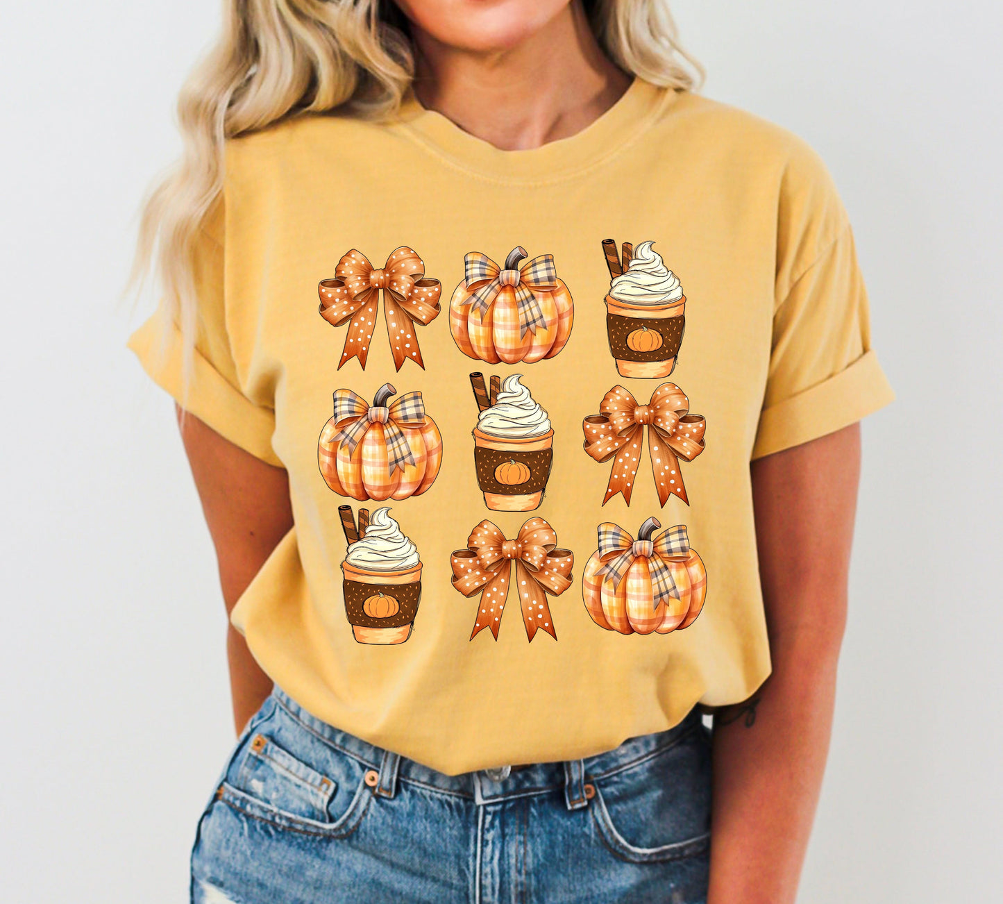 Coffee Pumpkin Bow Halloween Witch Aesthetic Meme Costume T-Shirt Comfort Colors