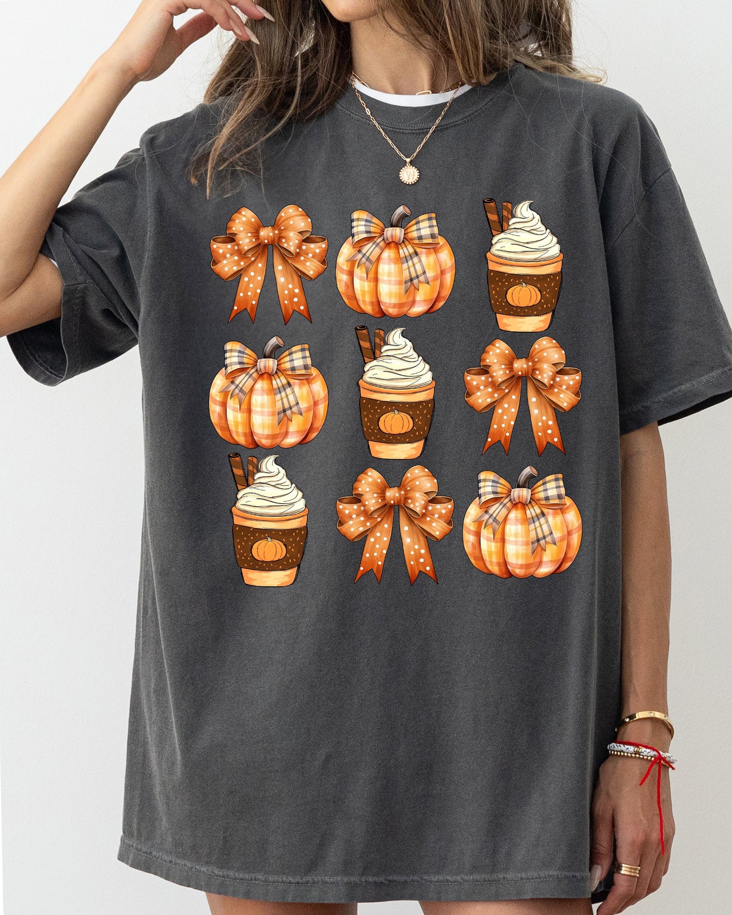 Coffee Pumpkin Bow Halloween Witch Aesthetic Meme Costume T-Shirt Comfort Colors