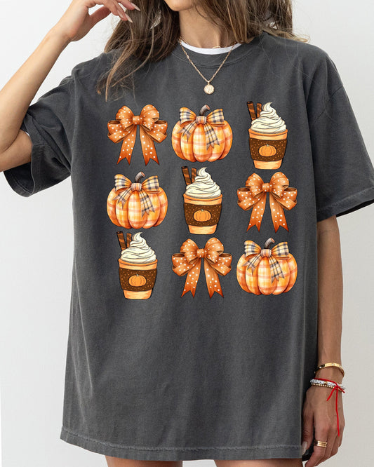 Coffee Pumpkin Bow Halloween Witch Aesthetic Meme Costume T-Shirt Comfort Colors