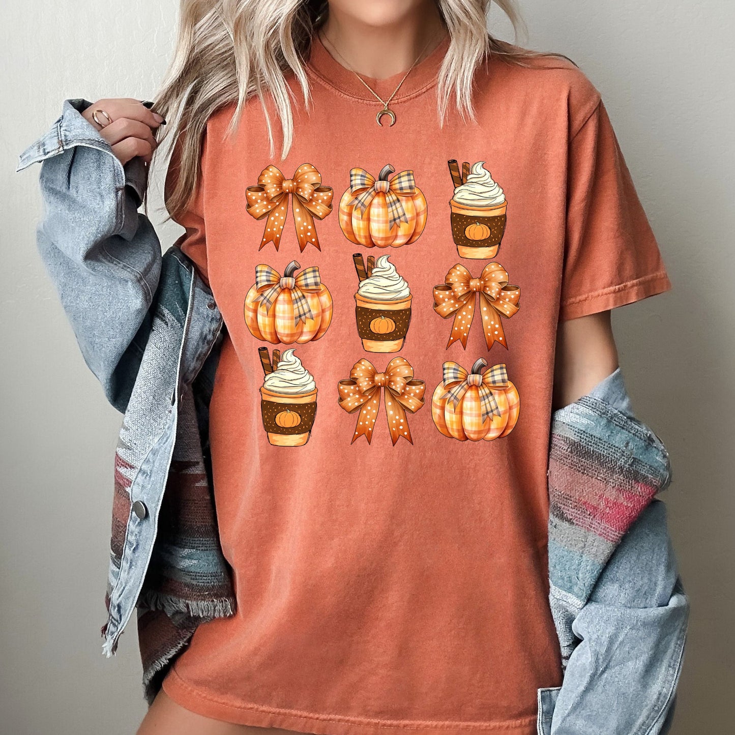 Coffee Pumpkin Bow Halloween Witch Aesthetic Meme Costume T-Shirt Comfort Colors