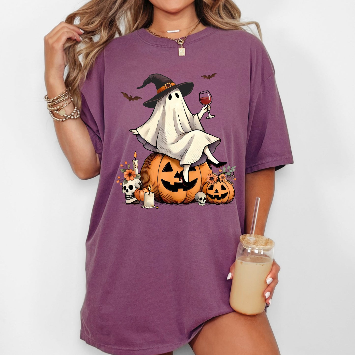 Ghost on Pumpkin Western Witch Halloween Costume Comfort Colors T-Shirt