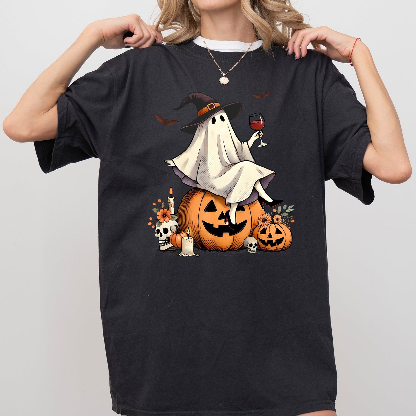 Ghost on Pumpkin Western Witch Halloween Costume Comfort Colors T-Shirt