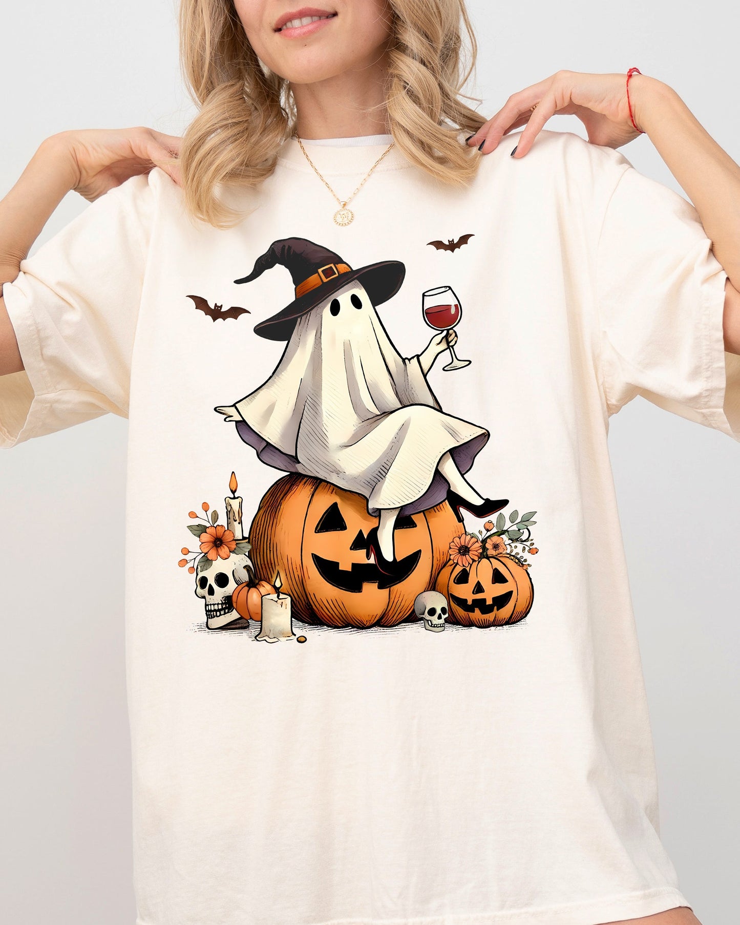Ghost on Pumpkin Western Witch Halloween Costume Comfort Colors T-Shirt