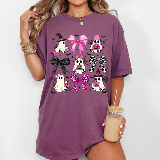 Cowboy Ghost Bow Vintage Witch Halloween Costume Tshirt Comfort Colors T-Shirt