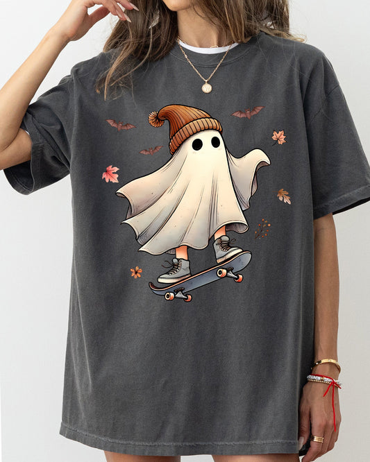 Skater Ghost, Pumpkin, Skeleton, Vintage, Western, Witch, Aesthetic, Meme, Halloween, Costume, Tshirt Comfort Colors T-Shirt