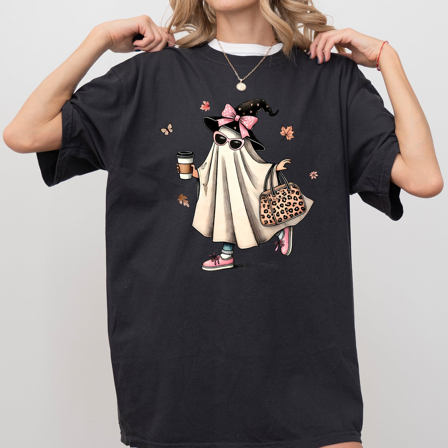 Fancy Ghost Coffee Western Witch Halloween Costume Tshirt Comfort Colors T-Shirt