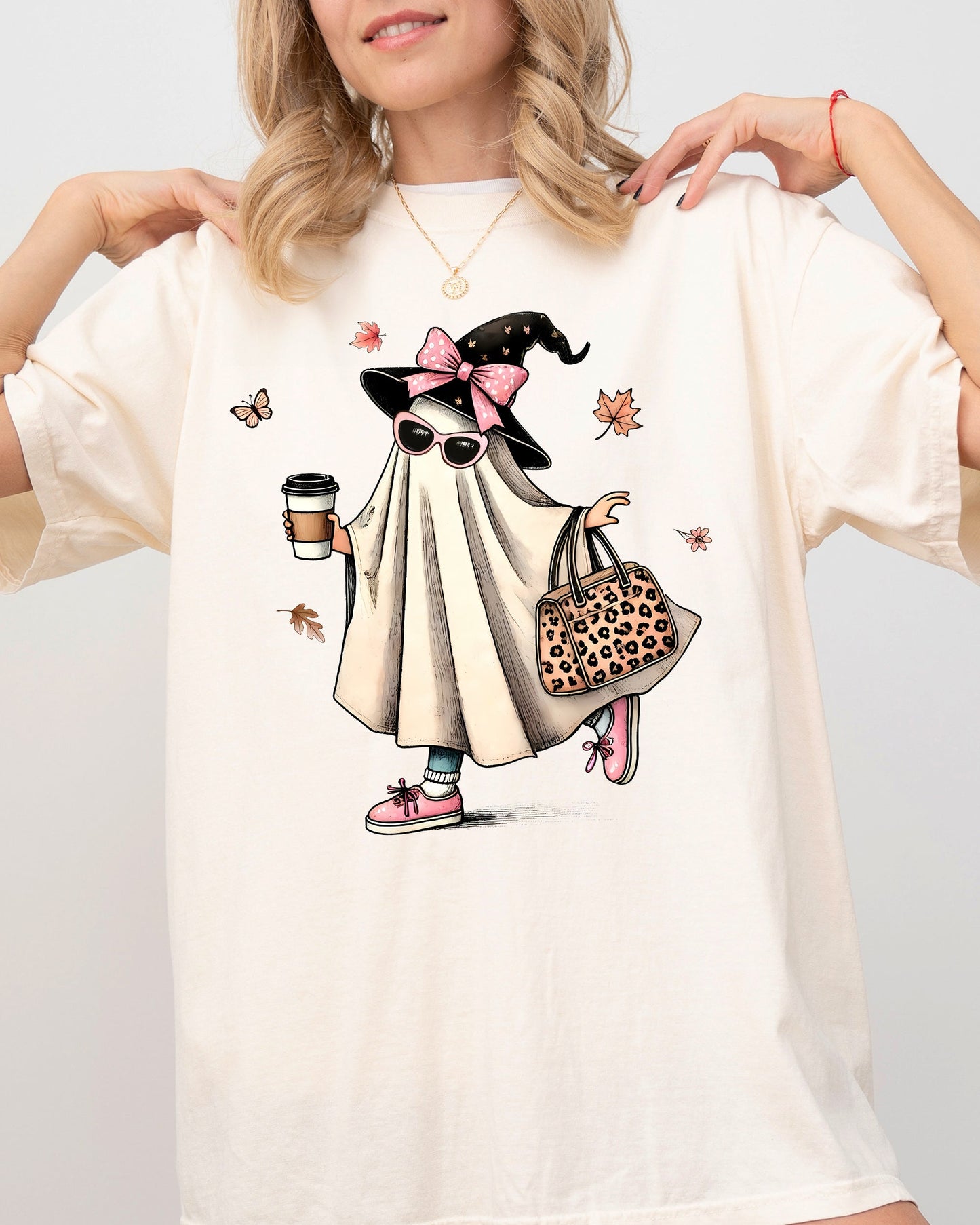 Fancy Ghost Coffee Western Witch Halloween Costume Tshirt Comfort Colors T-Shirt