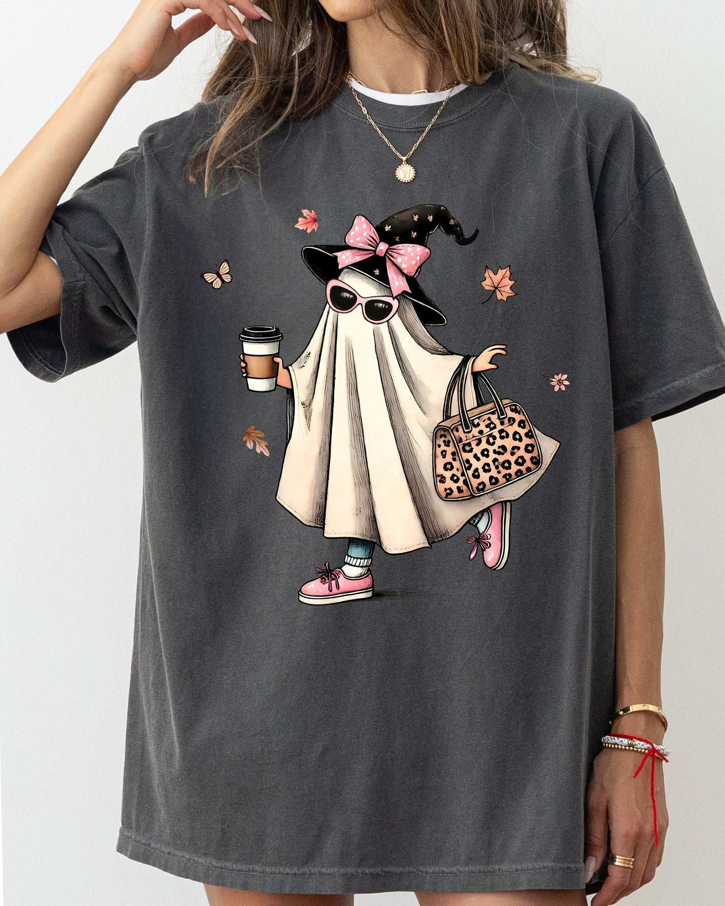 Fancy Ghost Coffee Western Witch Halloween Costume Tshirt Comfort Colors T-Shirt