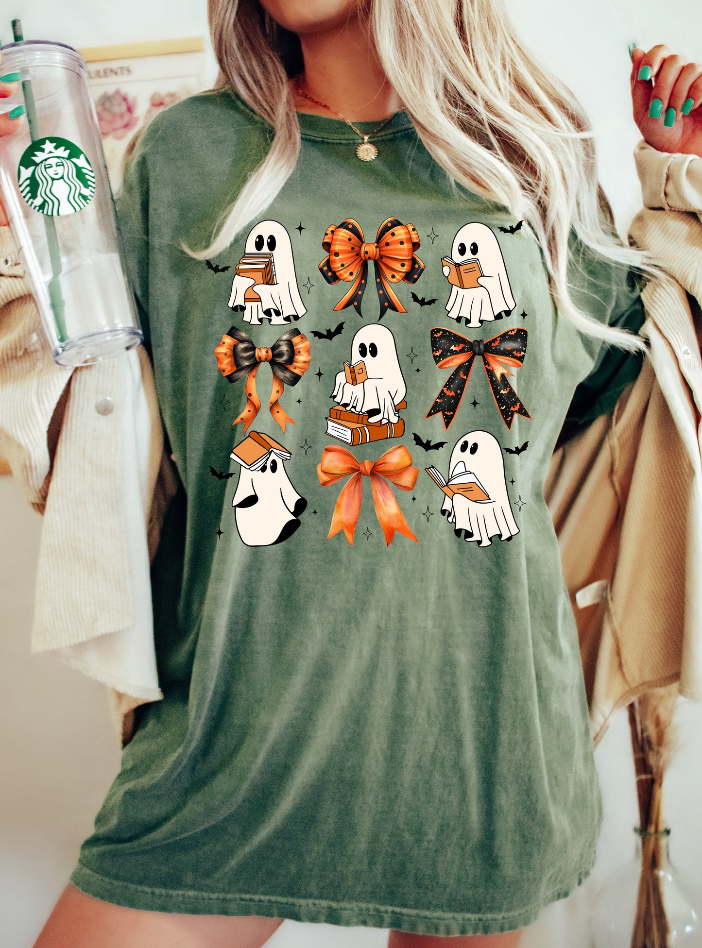 Cute Ghosts Aesthetic Halloween Costume Tshirt Comfort Colors T-Shirt