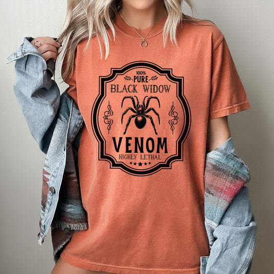 Black Widow Vintage Halloween Witch Western Meme Costume T-Shirt Comfort Colors