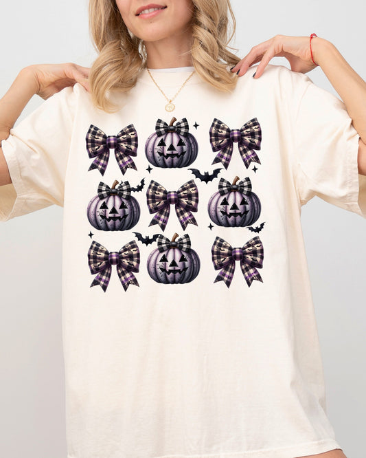 Pumpkin Bow Vintage Halloween Costume Tshirt Comfort Colors T-Shirt