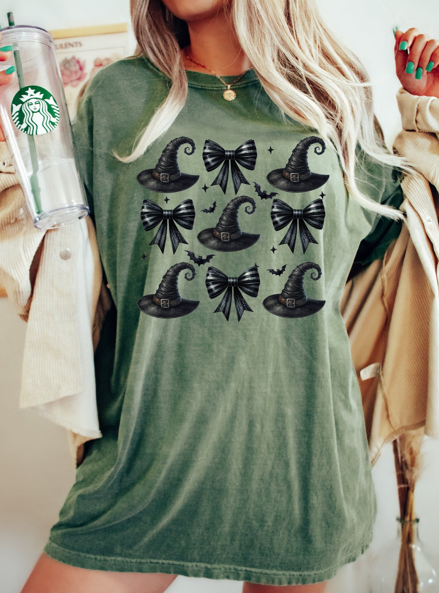 Mini Witch Hats, Bows, Western, Witch, Aesthetic, Meme, Halloween, Costume, Tshirt Comfort Colors T-Shirt