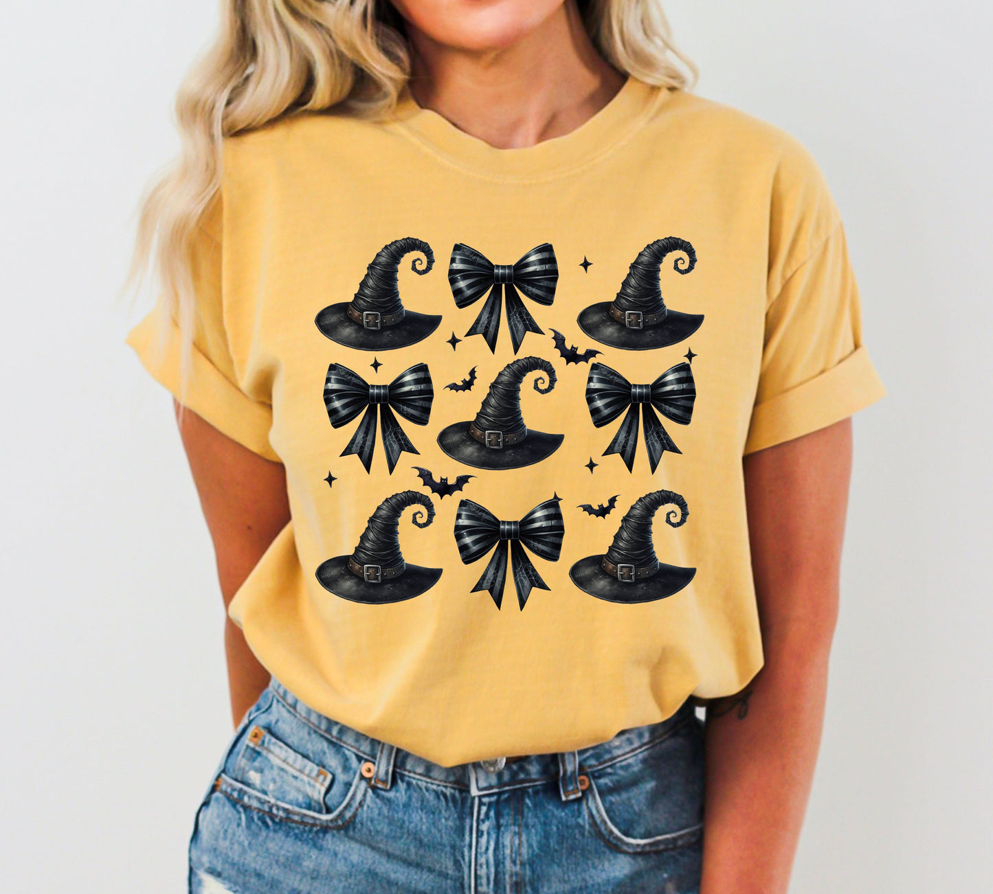 Mini Witch Hats, Bows, Western, Witch, Aesthetic, Meme, Halloween, Costume, Tshirt Comfort Colors T-Shirt