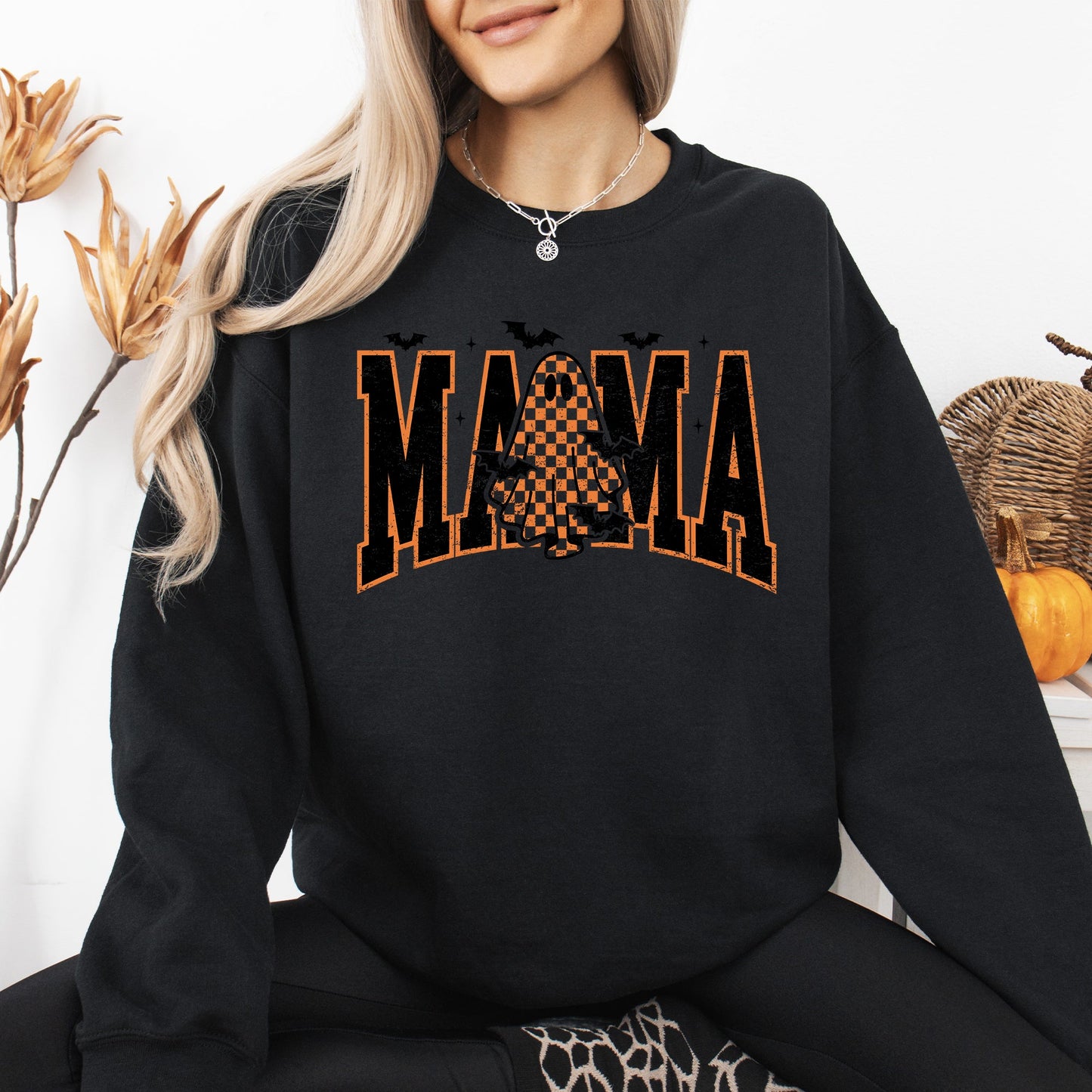 Halloween Mama Checkered Graphic Sweatshirt Refinery No. 1