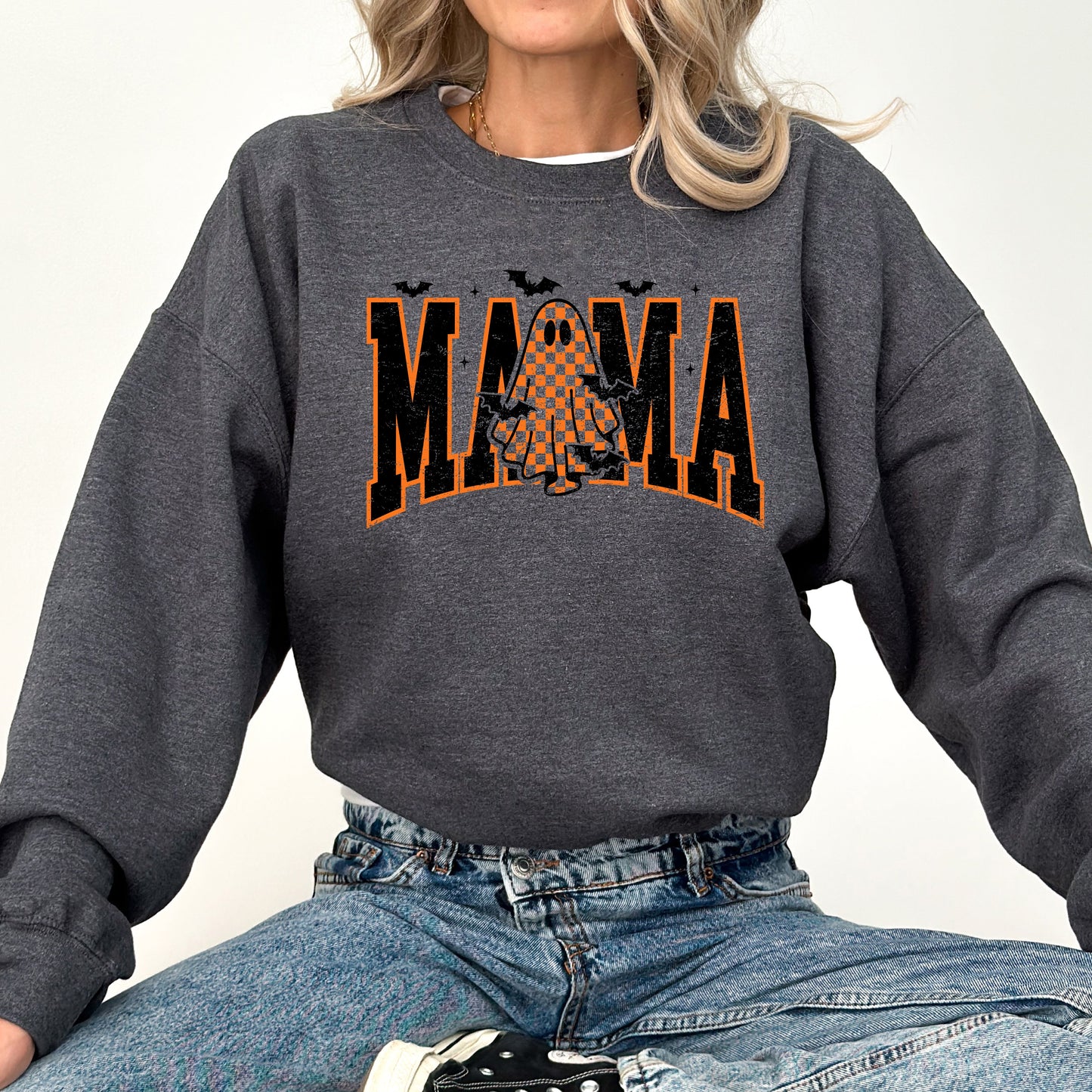 Halloween Mama Checkered Graphic Sweatshirt Refinery No. 1