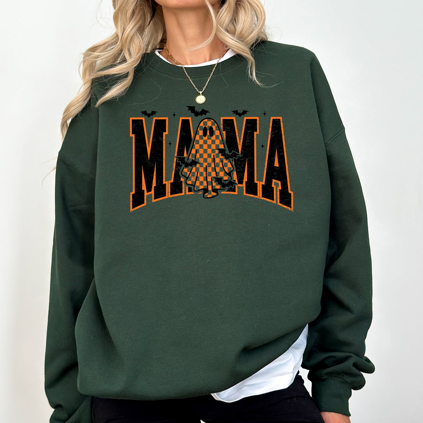 Halloween Mama Checkered Graphic Sweatshirt Refinery No. 1
