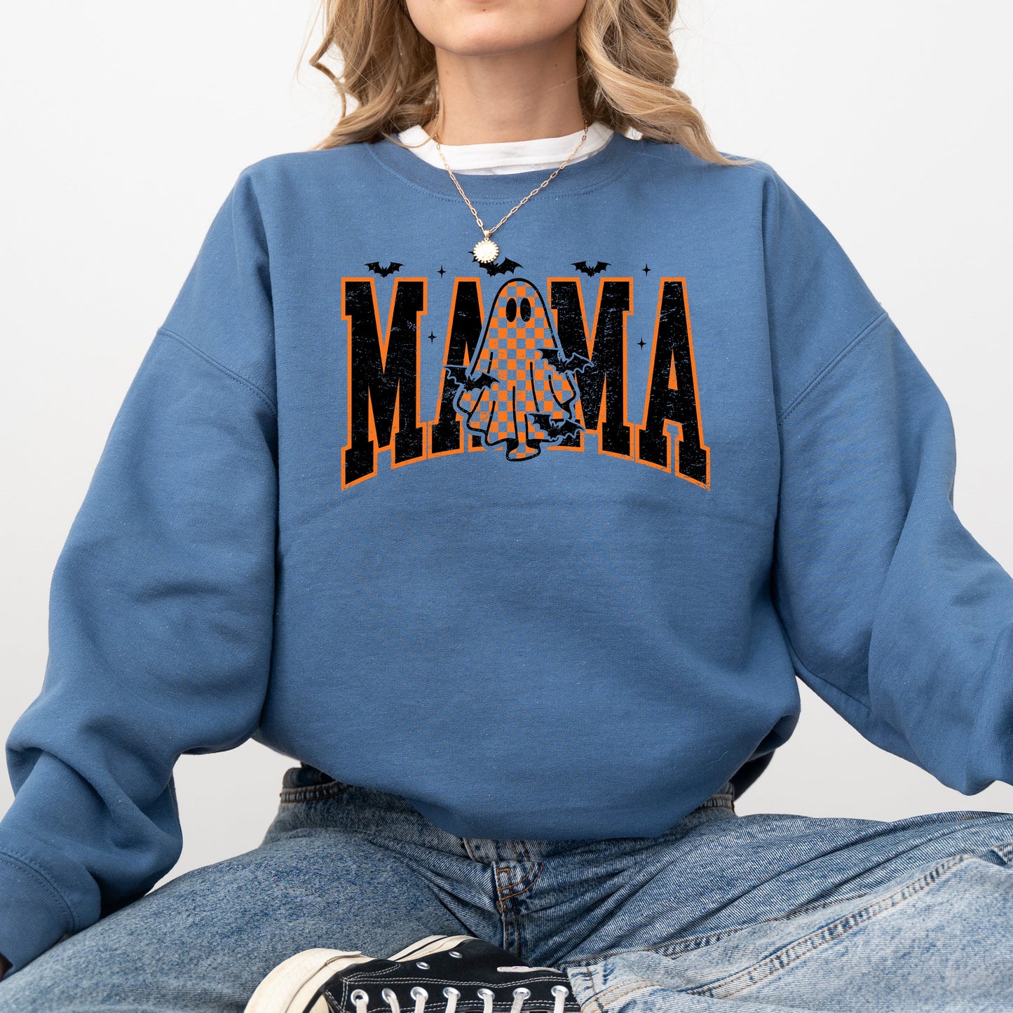 Halloween Mama Checkered Graphic Sweatshirt Refinery No. 1
