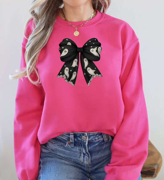 Halloween Bow Minimalist Graphic Sweatshirt Coquette Retro Vintage