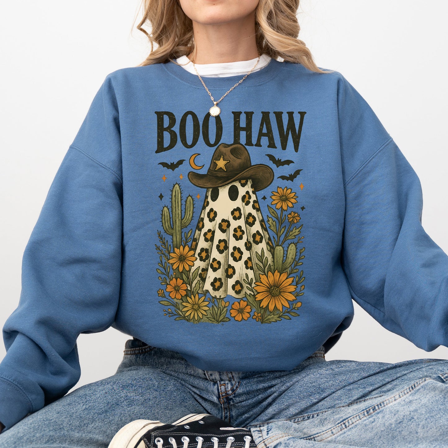 Boo Haw Neon-Infused Retro Vintage Graphic Sweatshirt Refinery No. 1