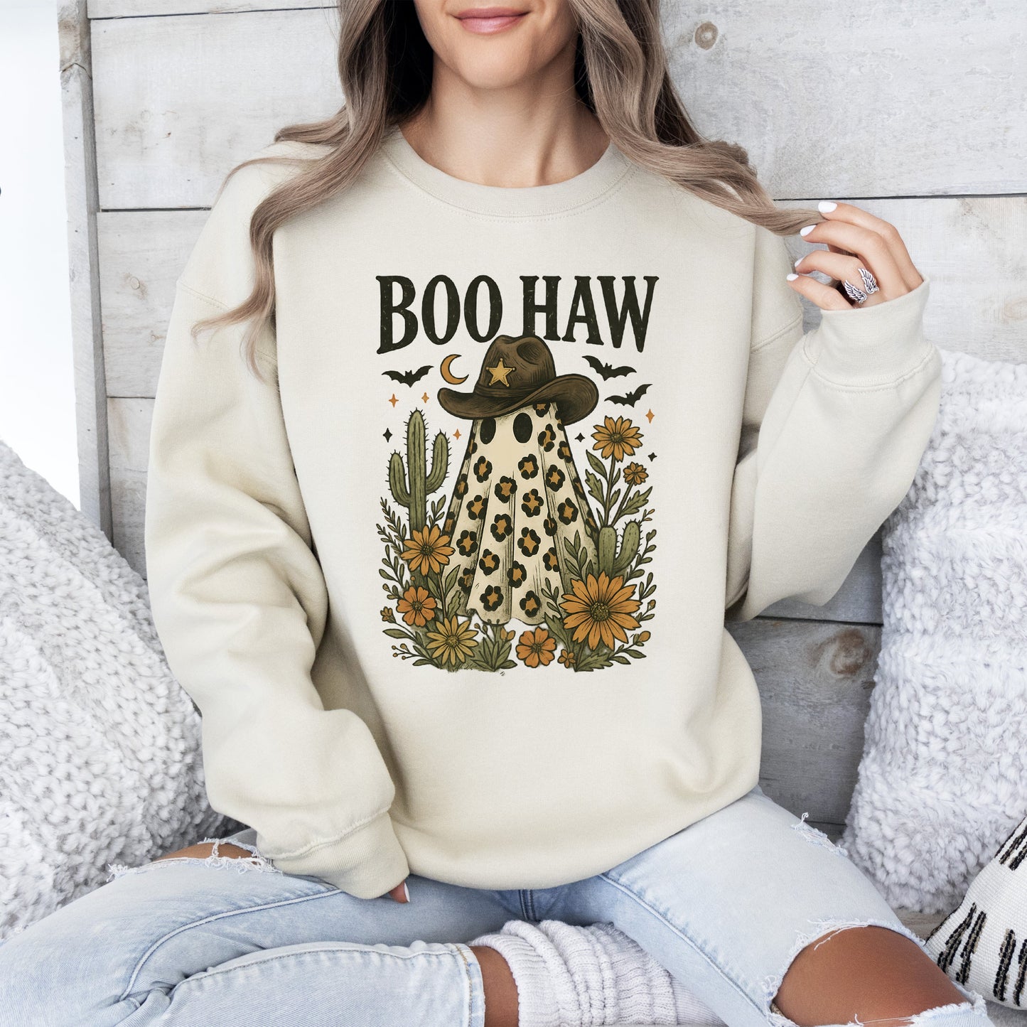 Boo Haw Neon-Infused Retro Vintage Graphic Sweatshirt Refinery No. 1