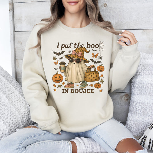Boujee Ghost Vintage Pumpkin Graphic Sweatshirt Fall Costume