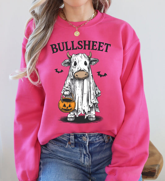 Funny Halloween Cow Ghost Vintage Graphic Sweatshirt Bullsheet