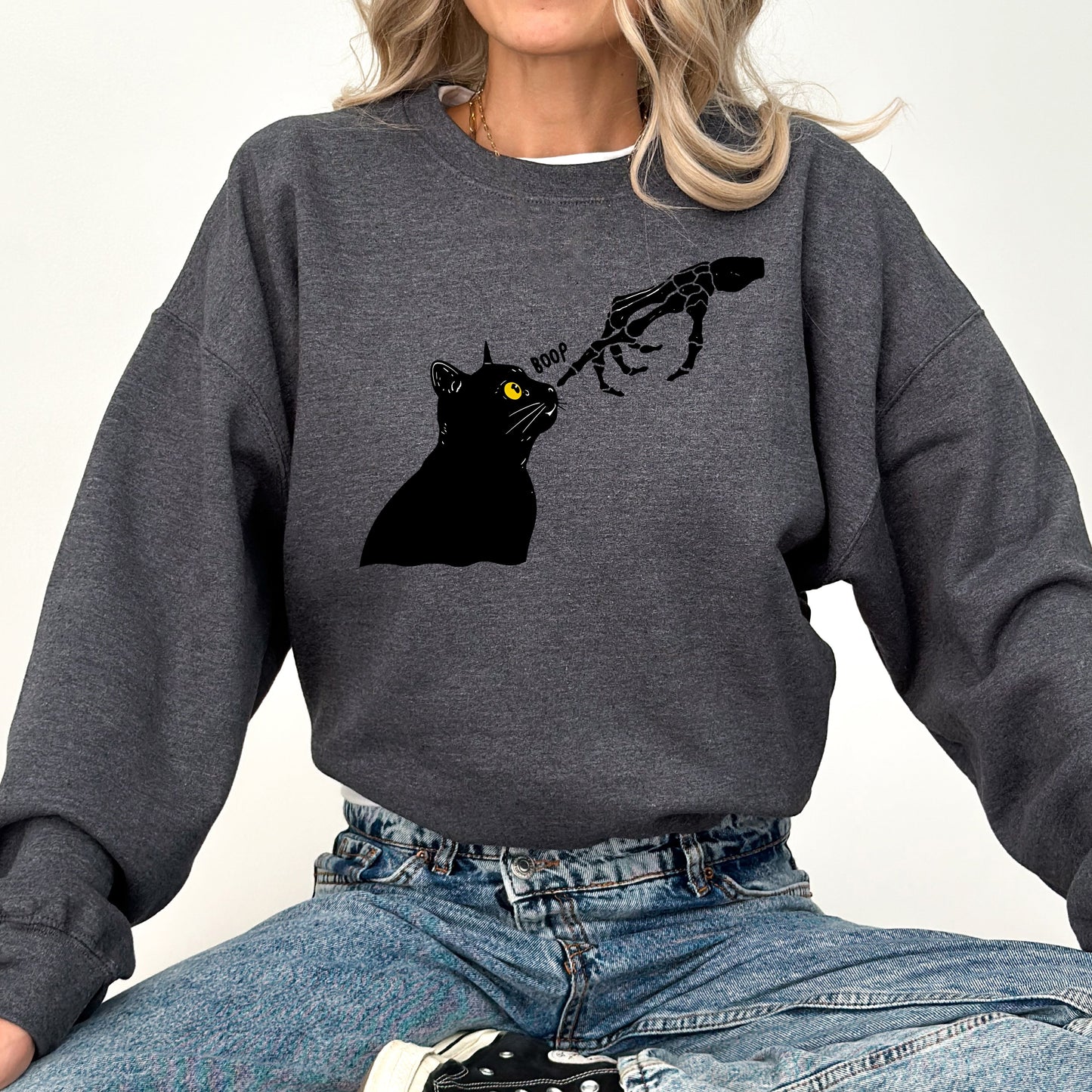 Halloween Cowboy Ghost Vintage Graphic Sweatshirt Boop Cat