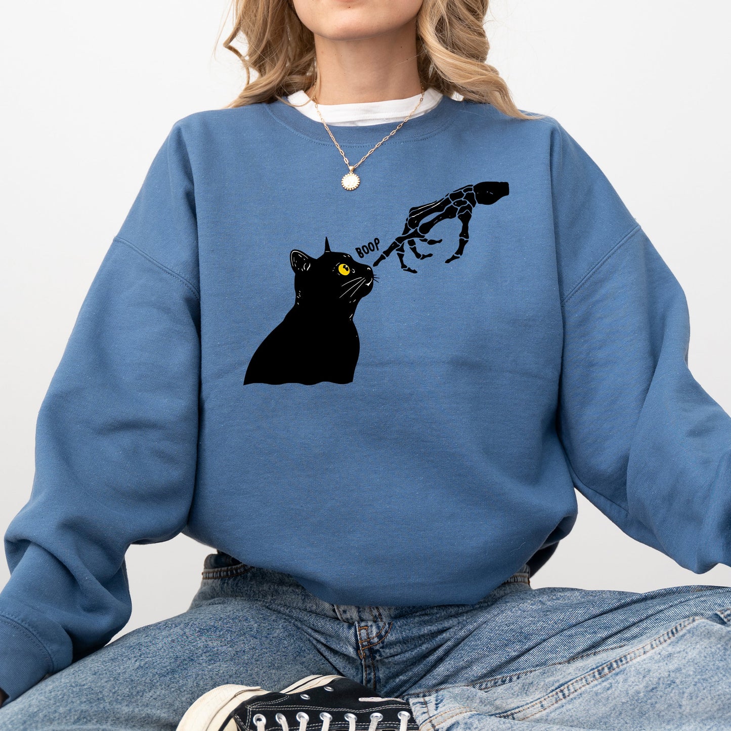 Halloween Cowboy Ghost Vintage Graphic Sweatshirt Boop Cat