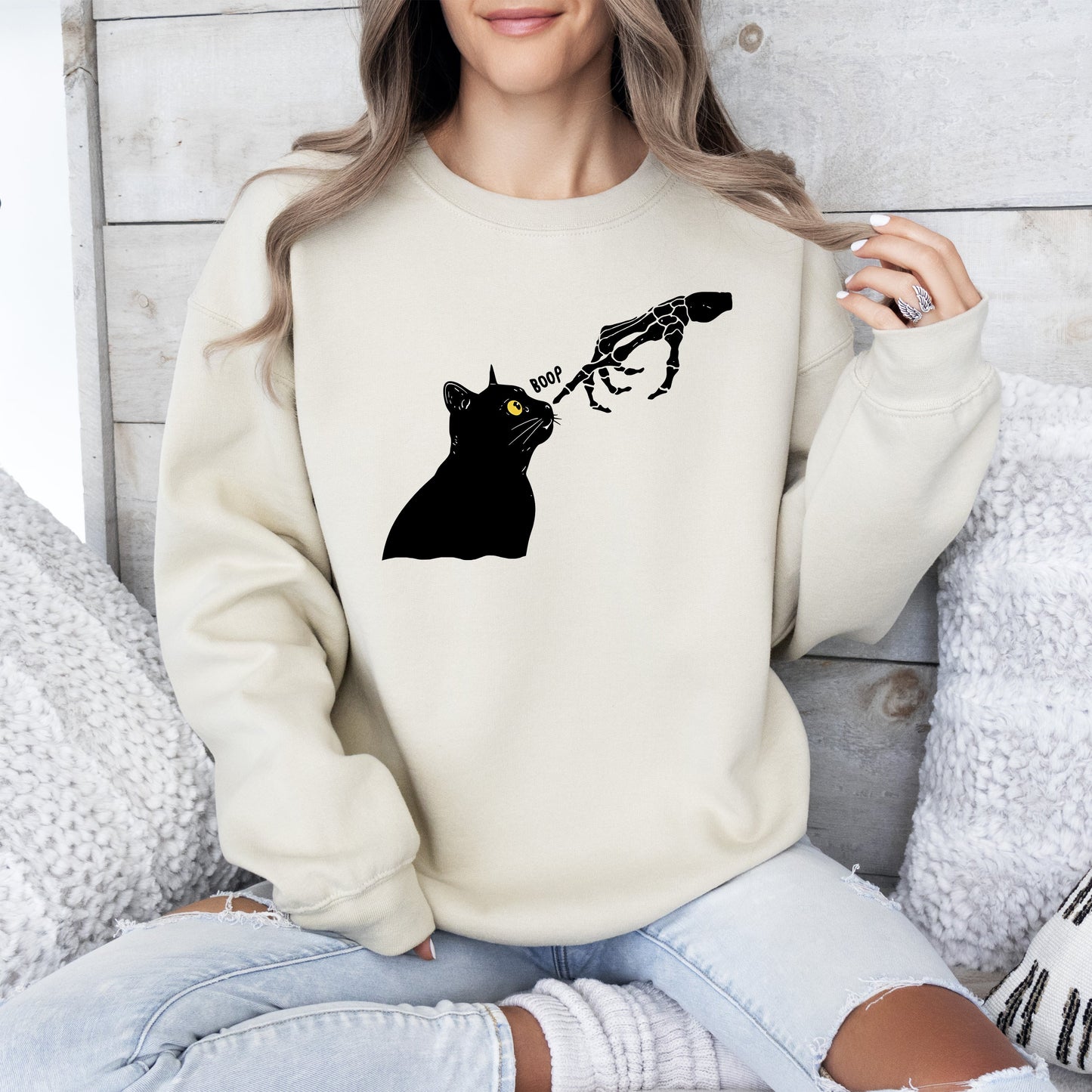 Halloween Cowboy Ghost Vintage Graphic Sweatshirt Boop Cat