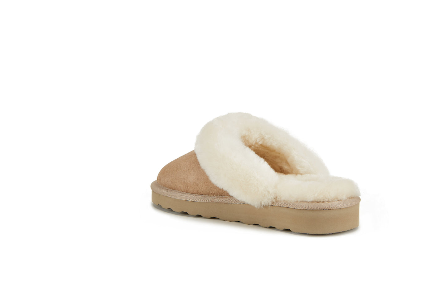 Kids Shearling Cuff Suede Mini Mules Kids Mool Sand Luxe