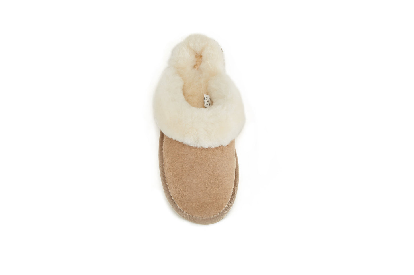 Kids Shearling Cuff Suede Mini Mules Kids Mool Sand Luxe
