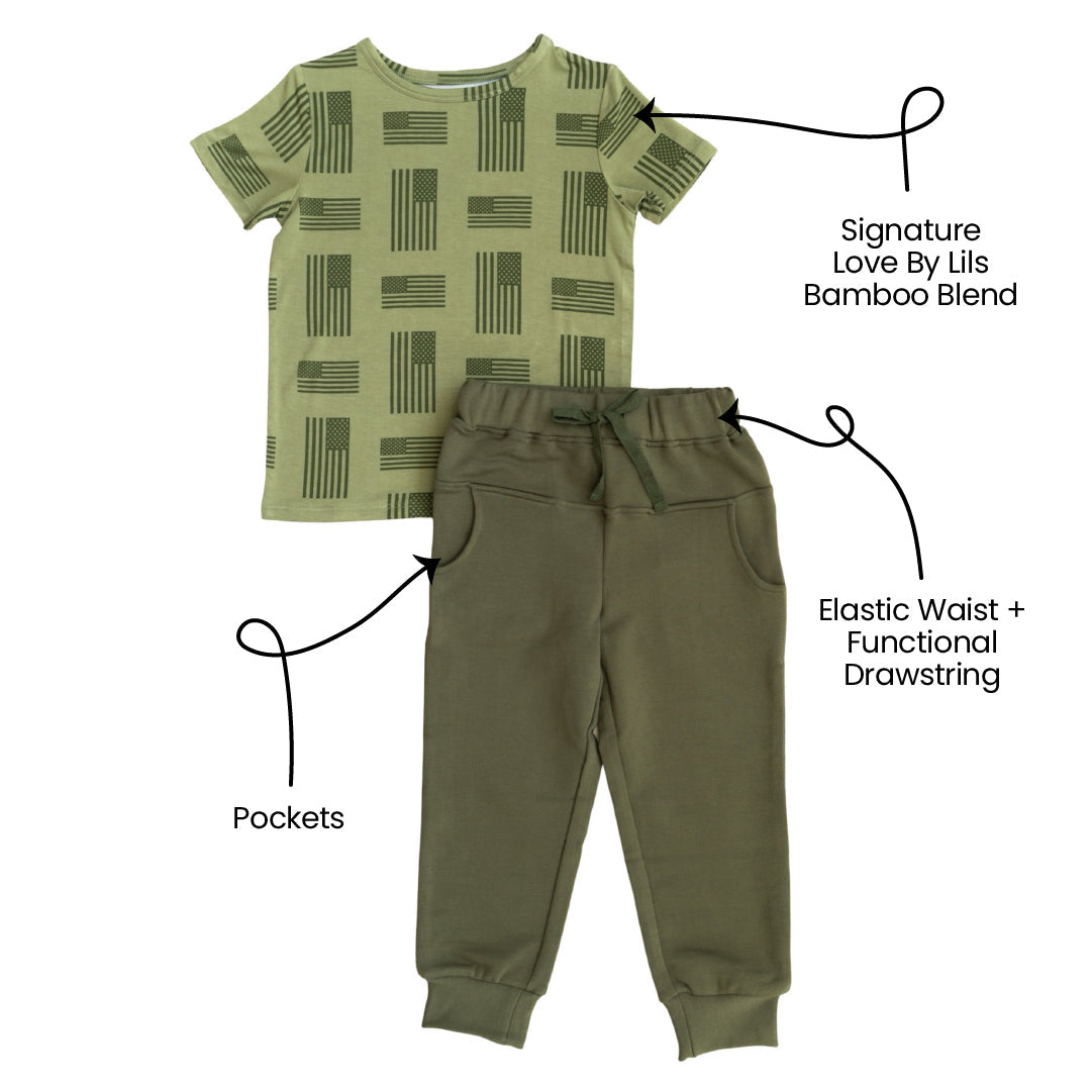 Bamboo Short Sleeve Tee and Jogger Set Kolton Laree + Co.