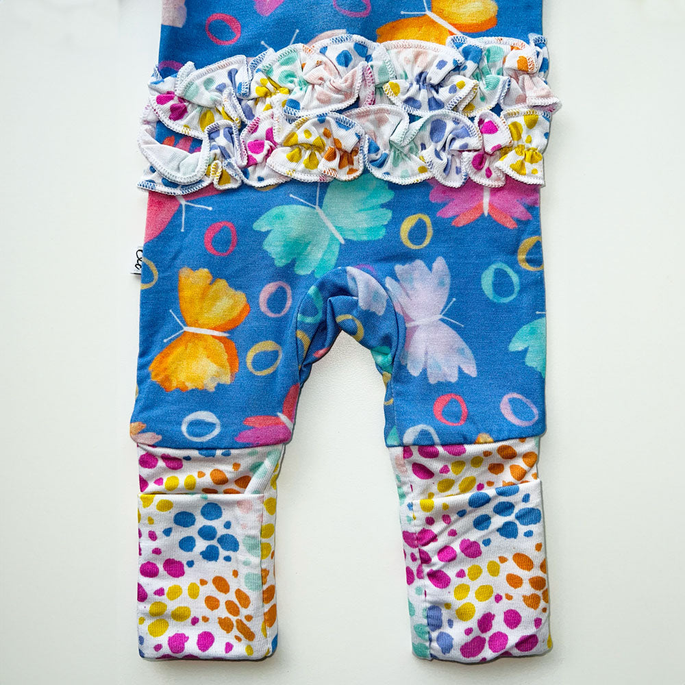 Butterflies Bamboo Ruffle Convertible Footie Baby Sleepwear Korrie