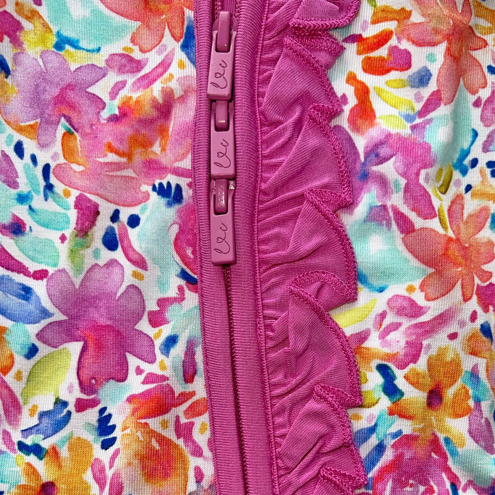 Korrie Floral Bamboo Ruffle Convertible Footie Laree + Co.