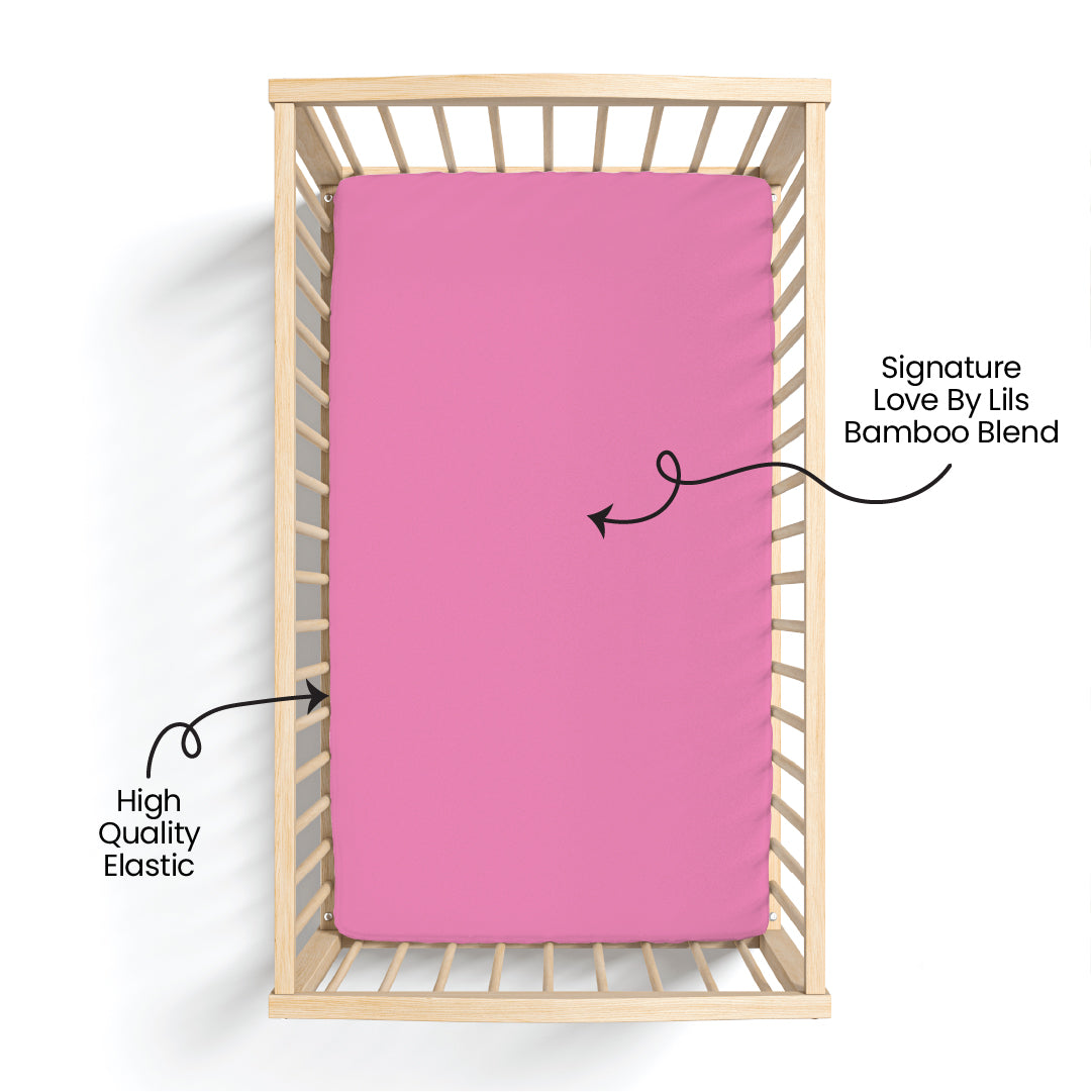 Pink Bamboo Crib Sheet Fitted Sheet Laree + Co.