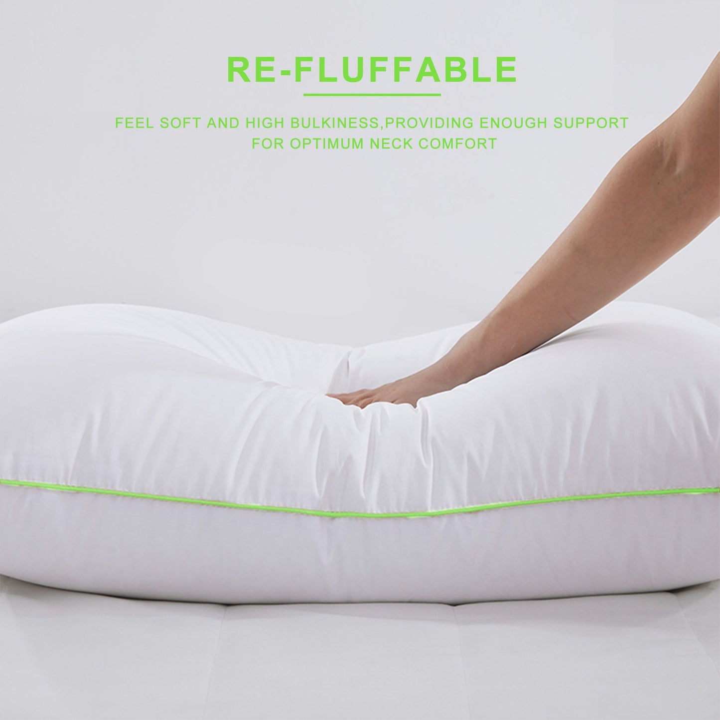 Silky Green Piped Edge Goose Down Feather Pillow Set Kasentex