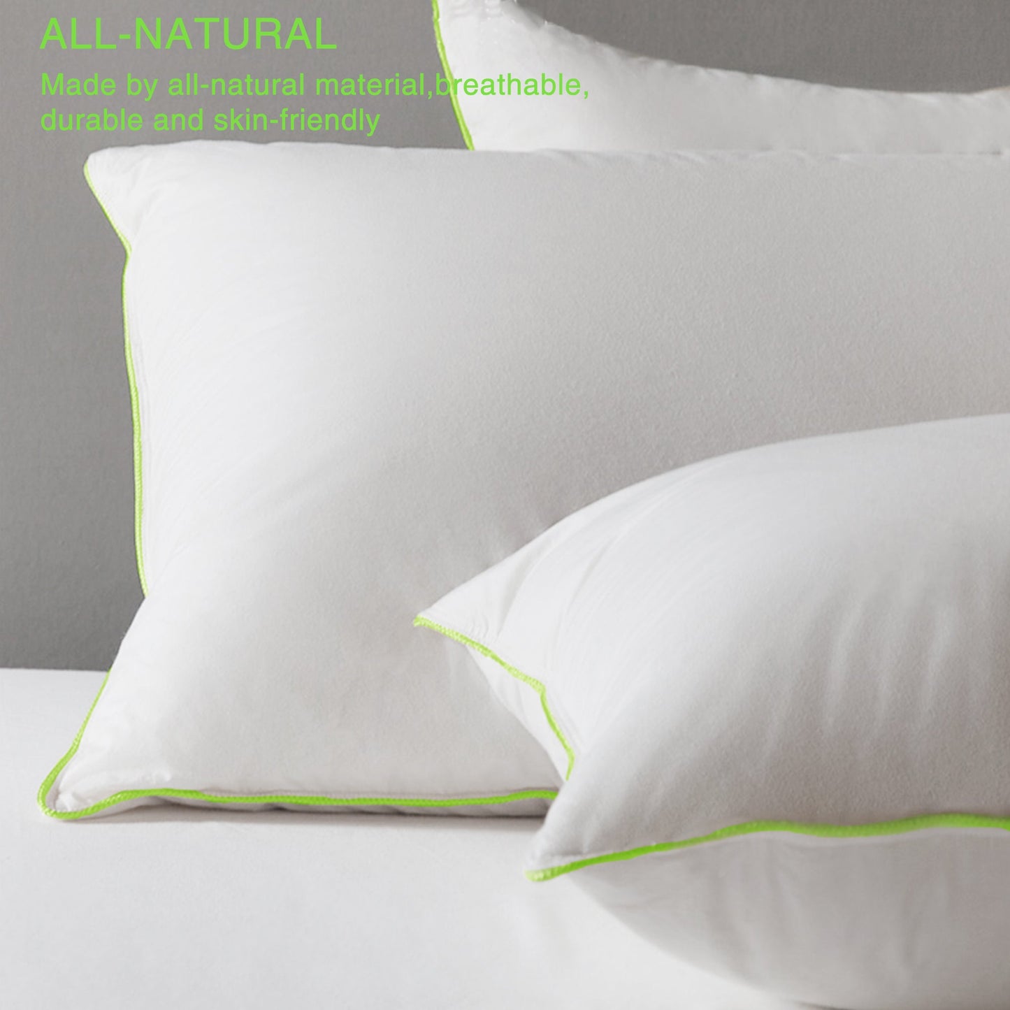 Silky Green Piped Edge Goose Down Feather Pillow Set Kasentex