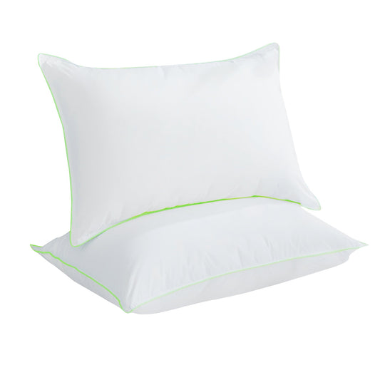 Silky Green Piped Edge Goose Down Feather Pillow Set Kasentex