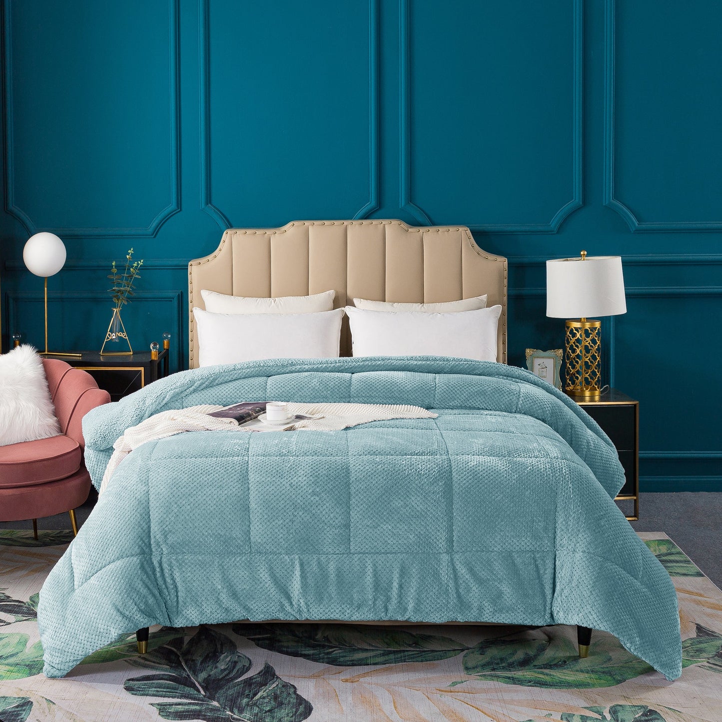 Ultra Soft All Season Reversible Plush Sherpa Lined Comforter Twin Queen King Kasentex