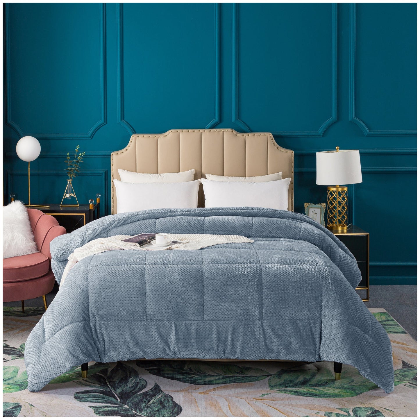 Ultra Soft All Season Reversible Plush Sherpa Lined Comforter Twin Queen King Kasentex
