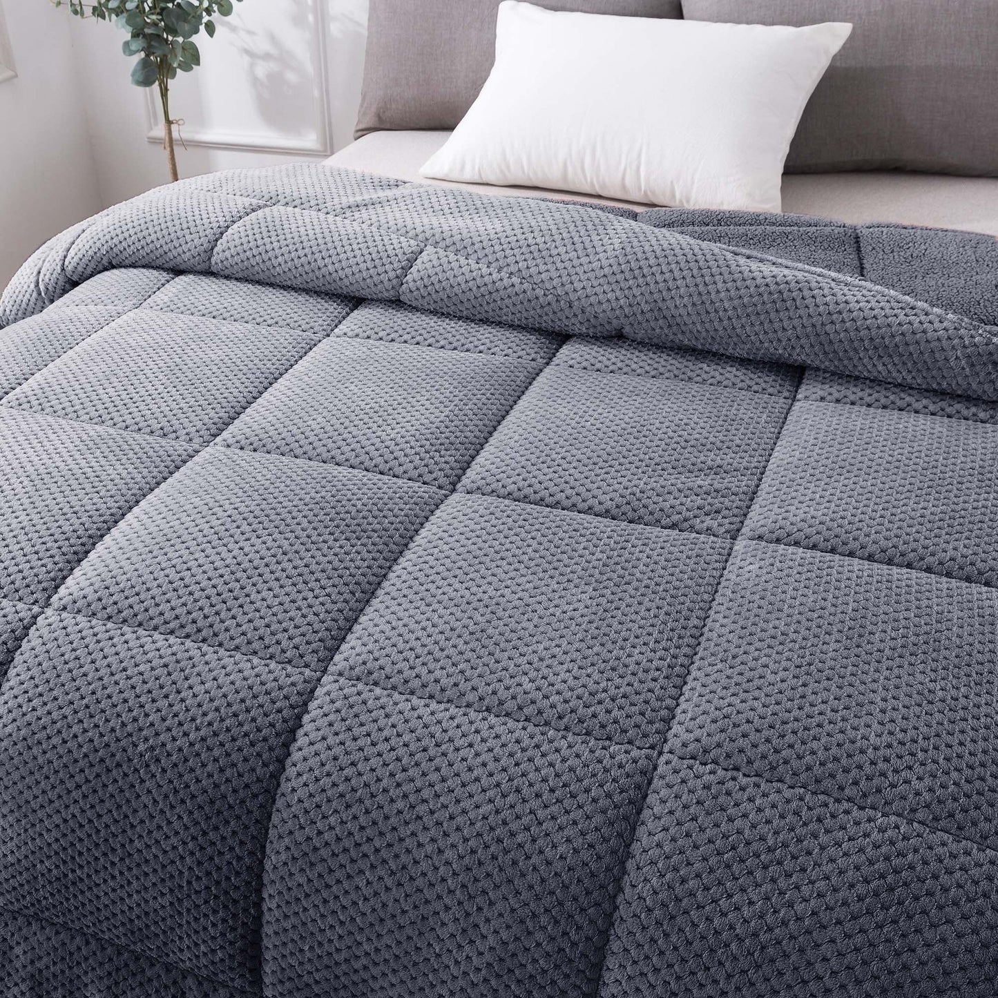 Ultra Soft All Season Reversible Plush Sherpa Lined Comforter Twin Queen King Kasentex