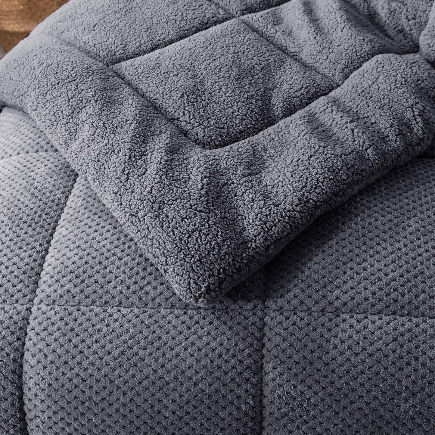 Ultra Soft All Season Reversible Plush Sherpa Lined Comforter Twin Queen King Kasentex