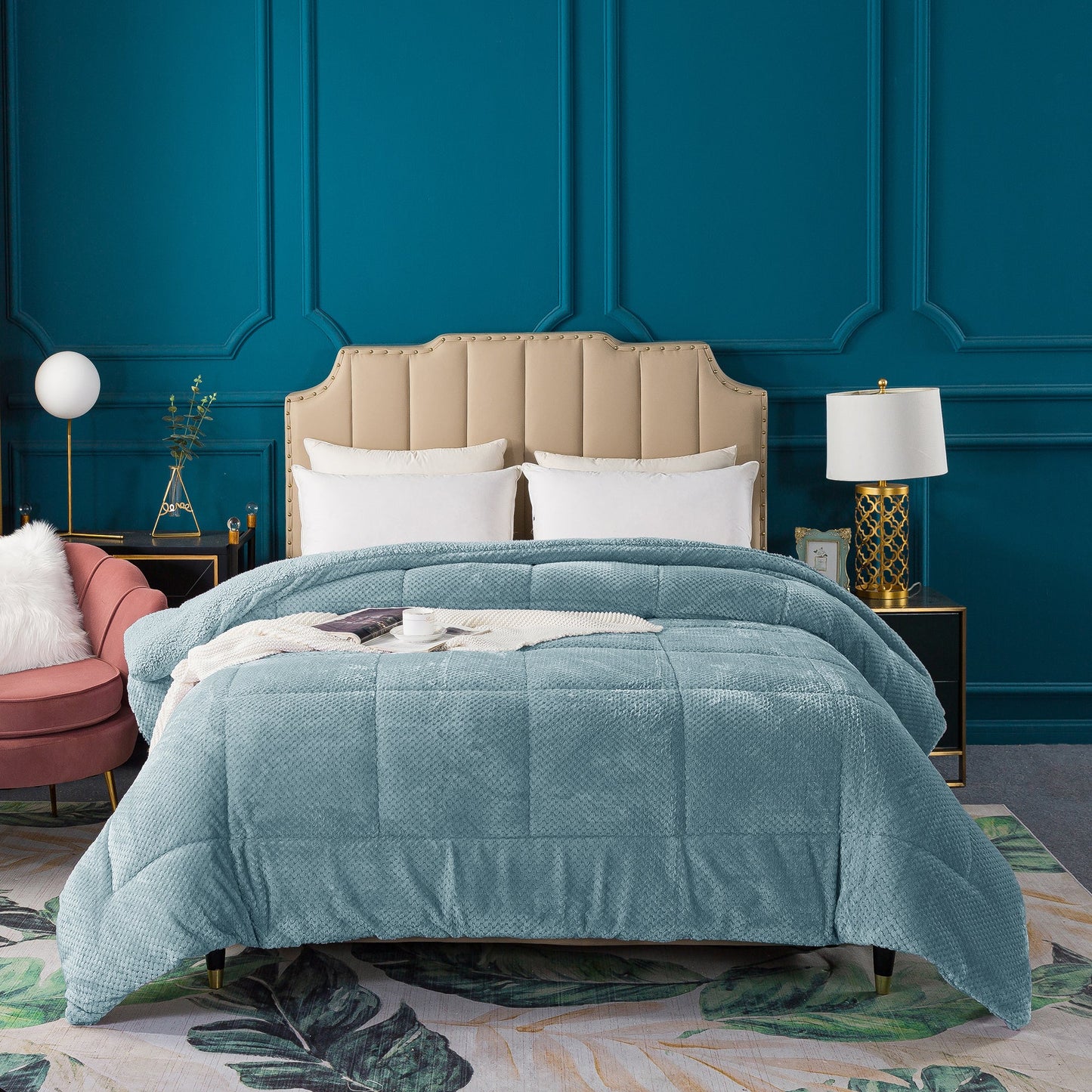 Ultra Soft All Season Reversible Plush Sherpa Lined Comforter Twin Queen King Kasentex