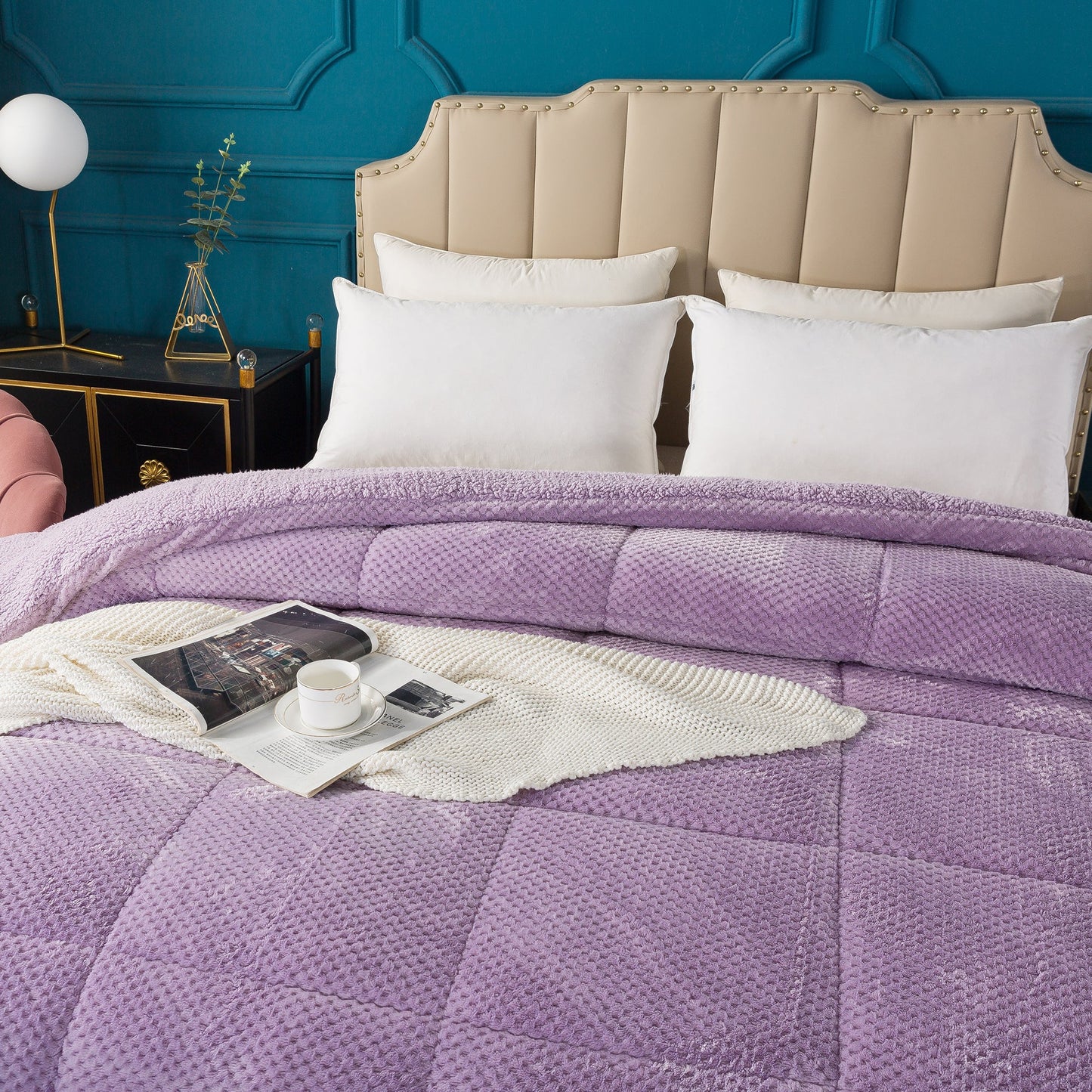 Ultra Soft All Season Reversible Plush Sherpa Lined Comforter Twin Queen King Kasentex