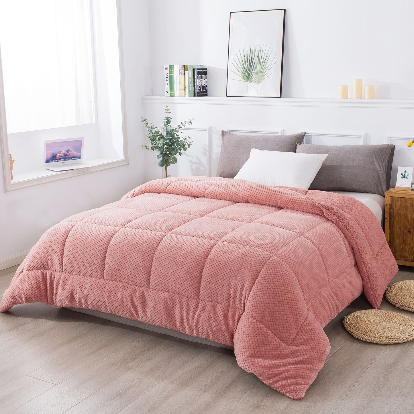Ultra Soft All Season Reversible Plush Sherpa Lined Comforter Twin Queen King Kasentex