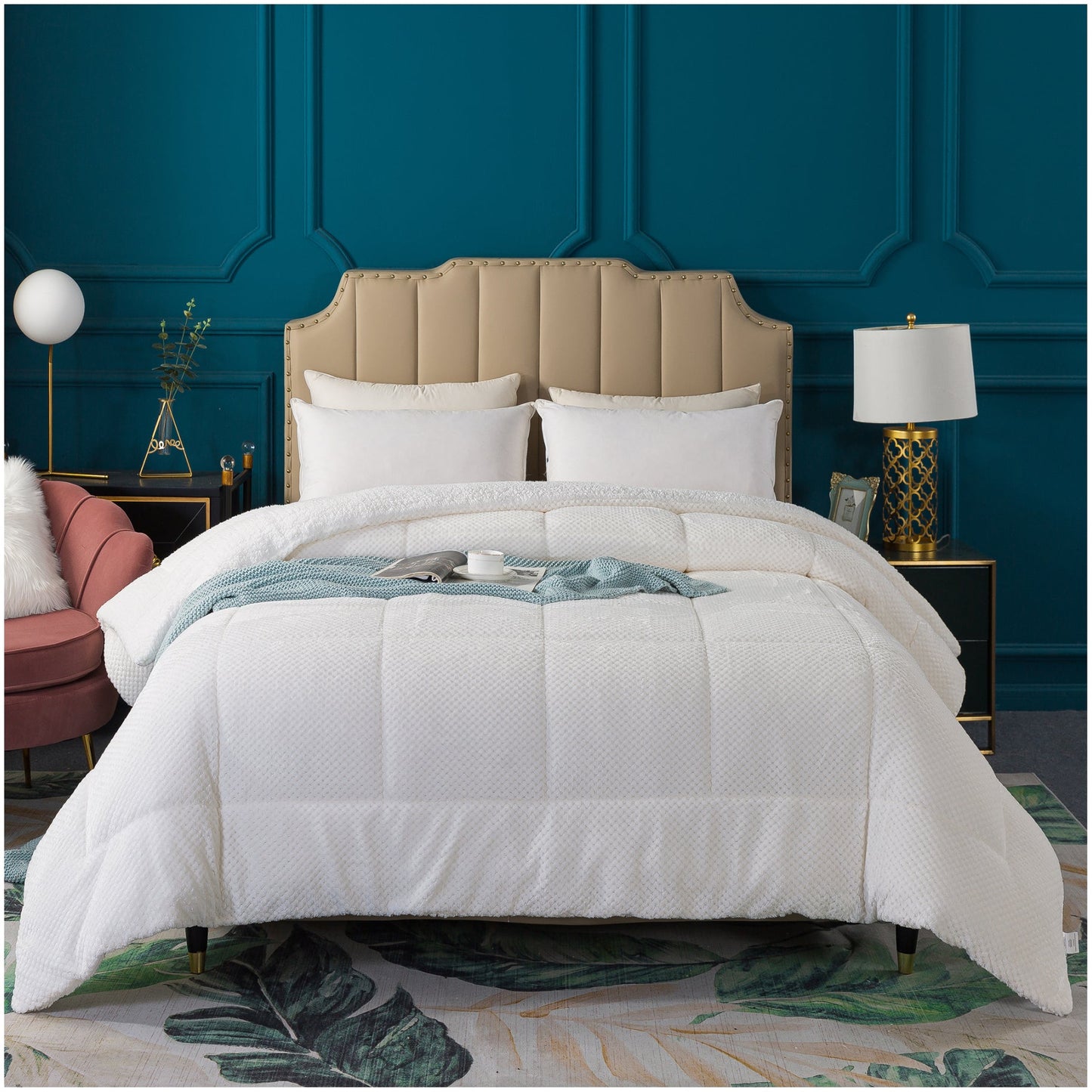 Ultra Soft All Season Reversible Plush Sherpa Lined Comforter Twin Queen King Kasentex