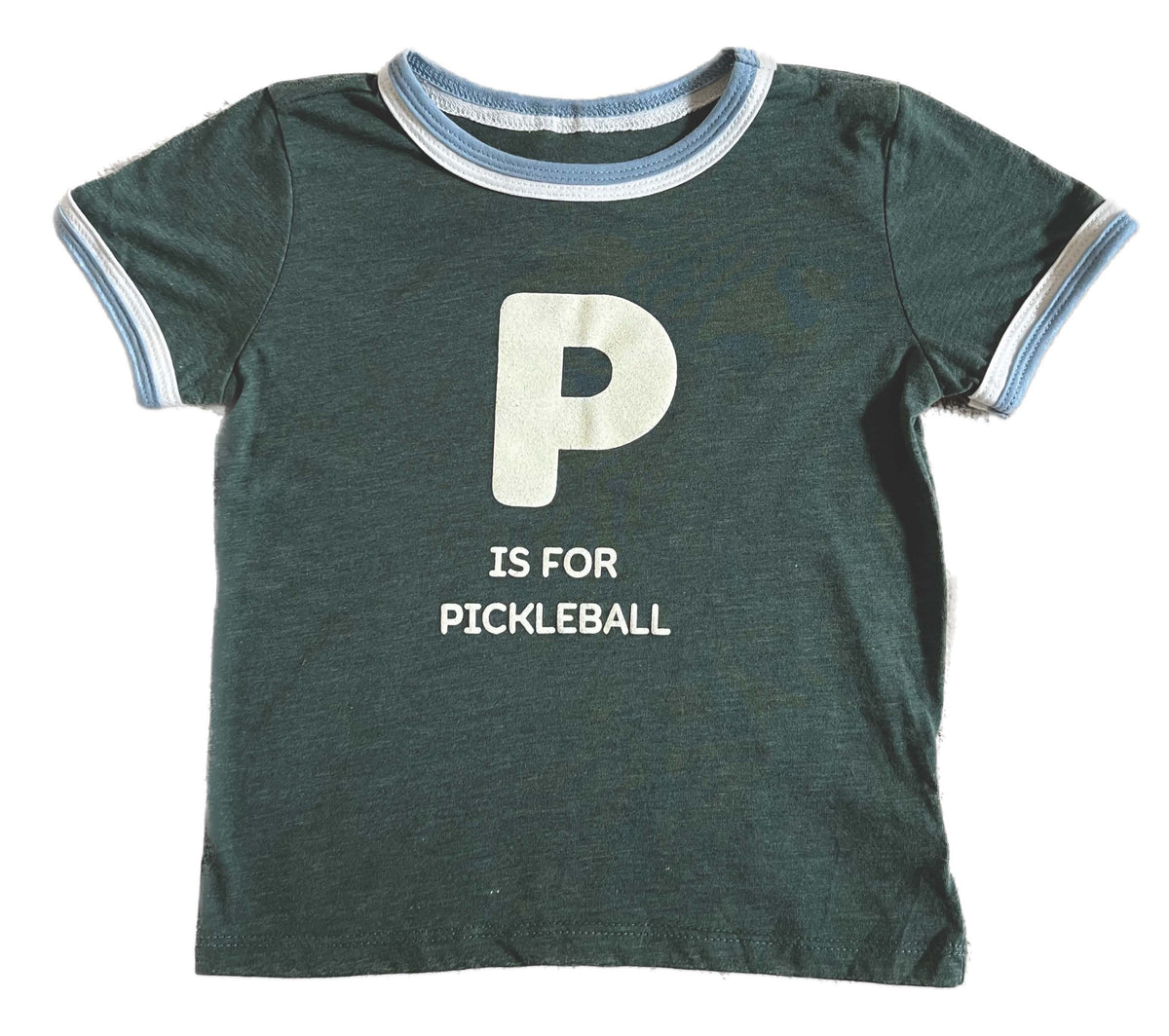 Pickleball Kid's Ringer T-Shirt Heathered Evergreen