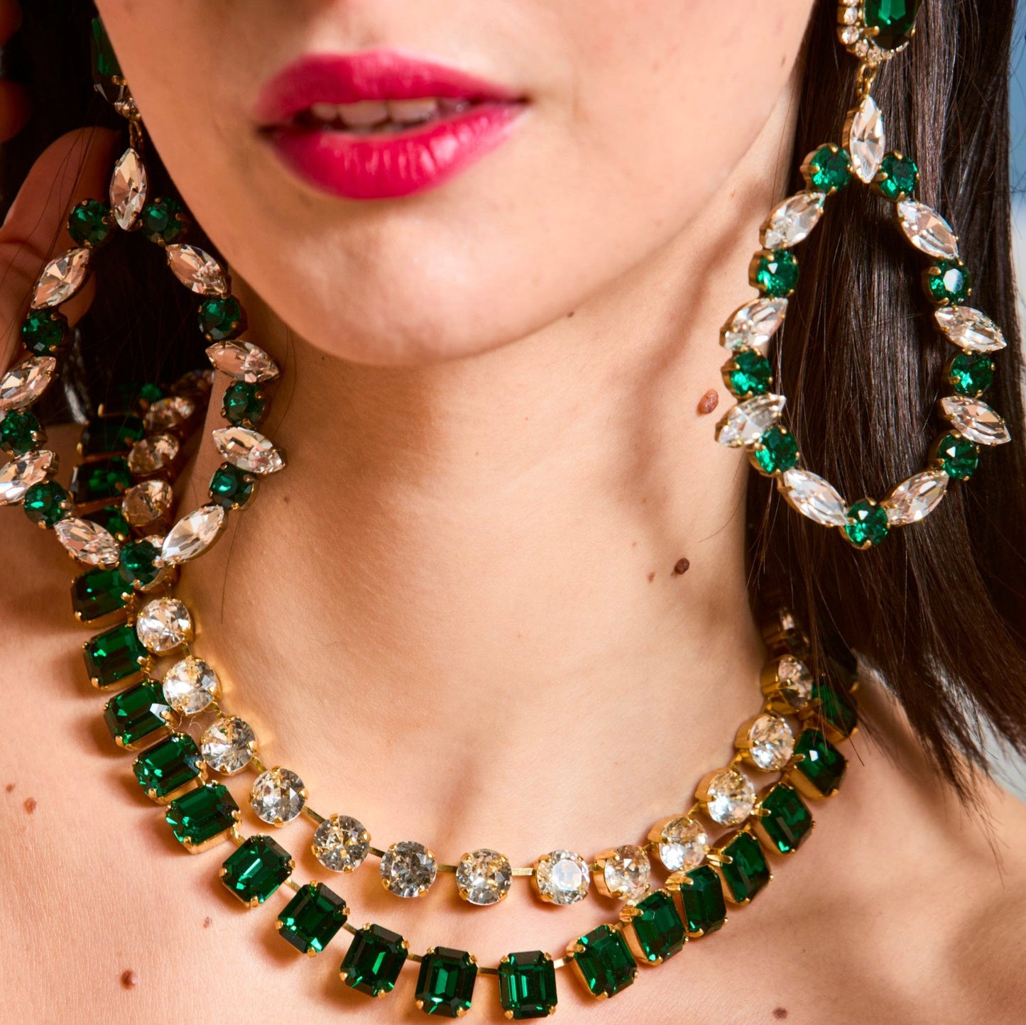 Daphne Crystal Riviera Necklace Adjustable 24K Gold Plate Kimono Dragon NYC