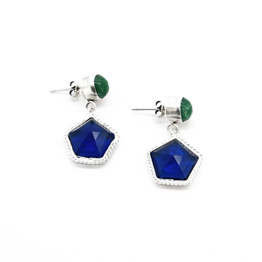 Kyanite Blue Quartz Green Jade Post Back Earring ADIBA