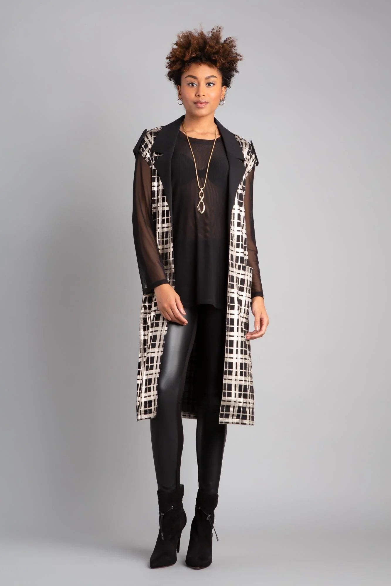 Berek Plaid Foil Loose Fitting Vest